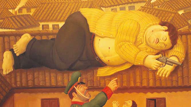 Картина Фернандо Ботеро "Смерть Пабло Эскобара" 